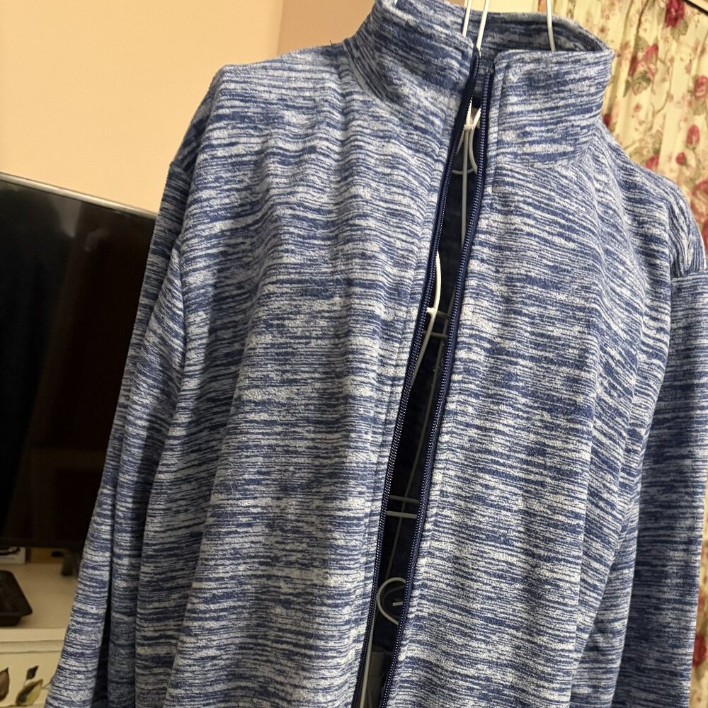 Womens Navy Marled Woman Within Zip Front Microfleece Jacket, sz 22/24